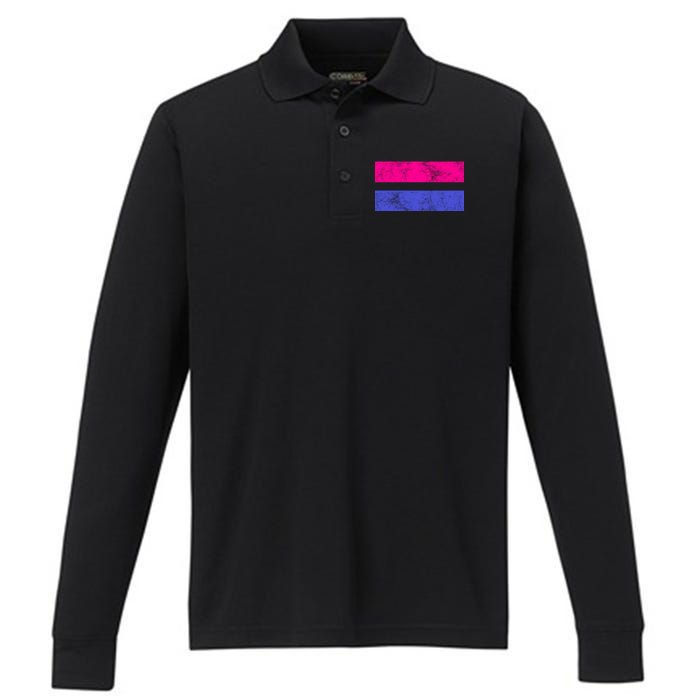 Vintage Bisexual Flag Bi Pride Flag Performance Long Sleeve Polo