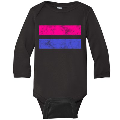 Vintage Bisexual Flag Bi Pride Flag Baby Long Sleeve Bodysuit