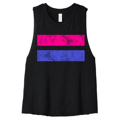 Vintage Bisexual Flag Bi Pride Flag Women's Racerback Cropped Tank