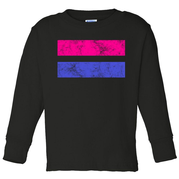 Vintage Bisexual Flag Bi Pride Flag Toddler Long Sleeve Shirt