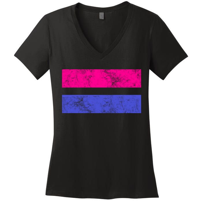 Vintage Bisexual Flag Bi Pride Flag Women's V-Neck T-Shirt