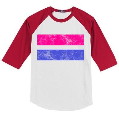 Vintage Bisexual Flag Bi Pride Flag Kids Colorblock Raglan Jersey