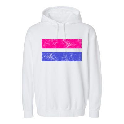 Vintage Bisexual Flag Bi Pride Flag Garment-Dyed Fleece Hoodie