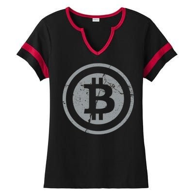 Vintage Bitcoin Crypto Currency Ladies Halftime Notch Neck Tee