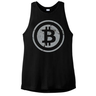 Vintage Bitcoin Crypto Currency Ladies PosiCharge Tri-Blend Wicking Tank