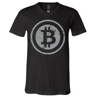 Vintage Bitcoin Crypto Currency V-Neck T-Shirt