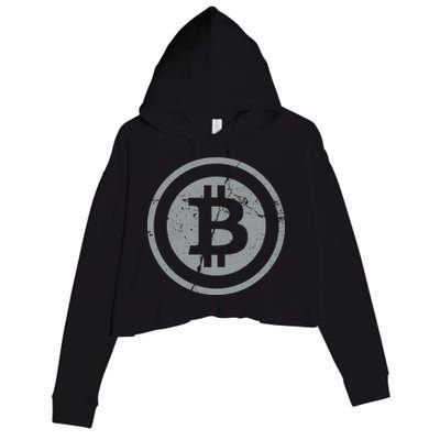 Vintage Bitcoin Crypto Currency Crop Fleece Hoodie