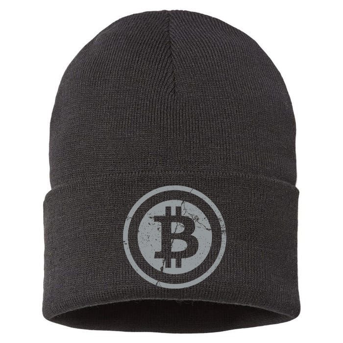 Vintage Bitcoin Crypto Currency Sustainable Knit Beanie