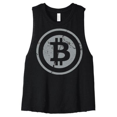 Vintage Bitcoin Crypto Currency Women's Racerback Cropped Tank