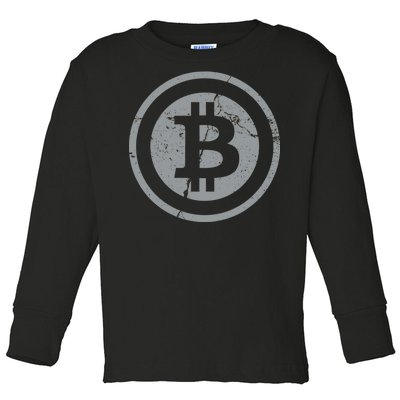 Vintage Bitcoin Crypto Currency Toddler Long Sleeve Shirt