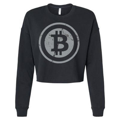 Vintage Bitcoin Crypto Currency Cropped Pullover Crew