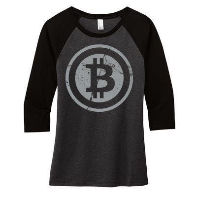 Vintage Bitcoin Crypto Currency Women's Tri-Blend 3/4-Sleeve Raglan Shirt