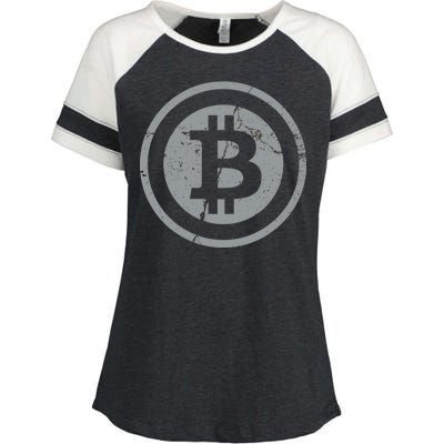 Vintage Bitcoin Crypto Currency Enza Ladies Jersey Colorblock Tee