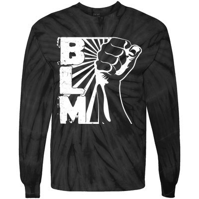 Vintage BLM Black Lives Matter Fist  Tie-Dye Long Sleeve Shirt