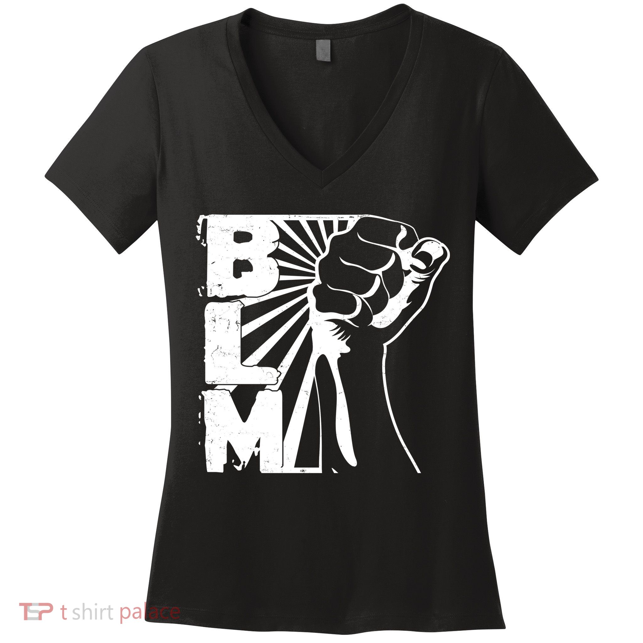 Vintage BLM Black Lives Matter Fist  Women's V-Neck T-Shirt