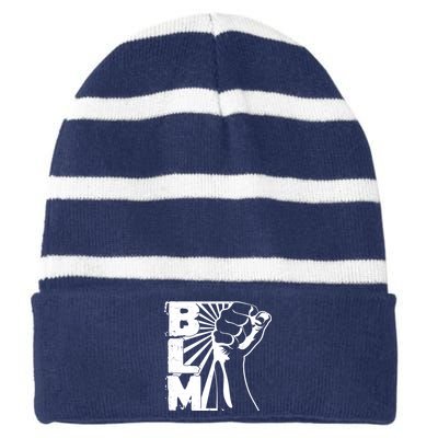 Vintage BLM Black Lives Matter Fist  Striped Beanie with Solid Band