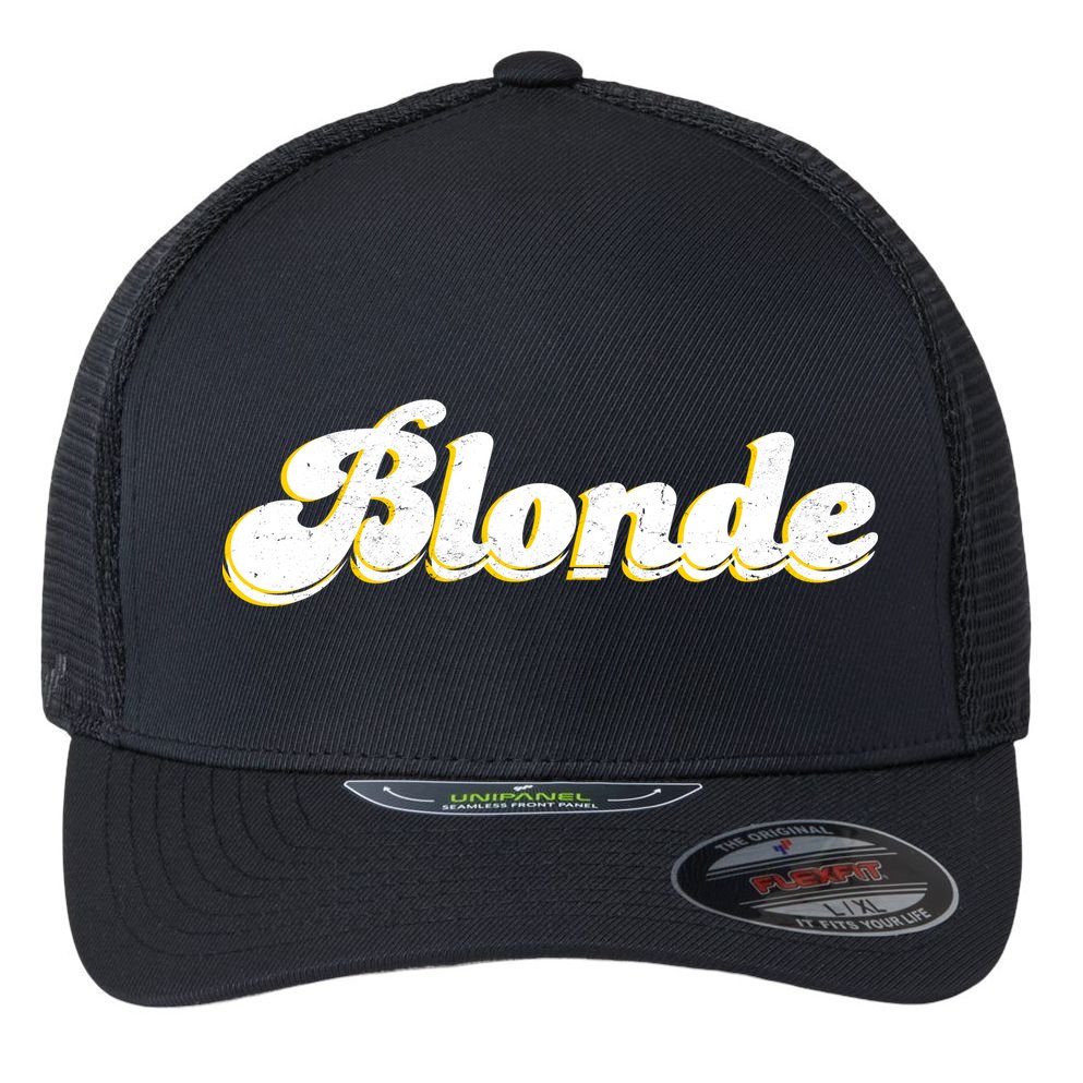 Vintage Blonde Logo Flexfit Unipanel Trucker Cap
