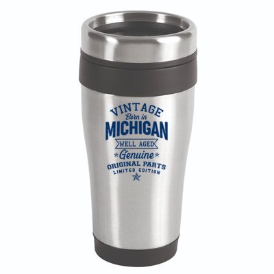 Vintage Born In Michigan Well Aged 16oz Travel Tumbler