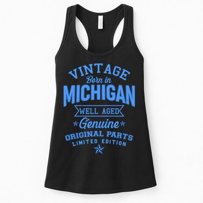 Vintage Born In Michigan Well Aged Womens Tank Top