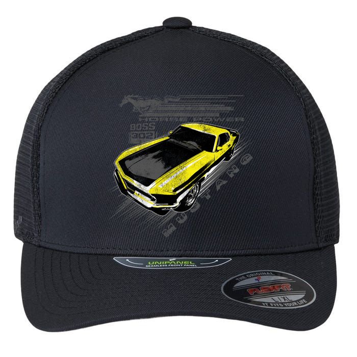 Vintage Boss Yellow Mustang Flexfit Unipanel Trucker Cap