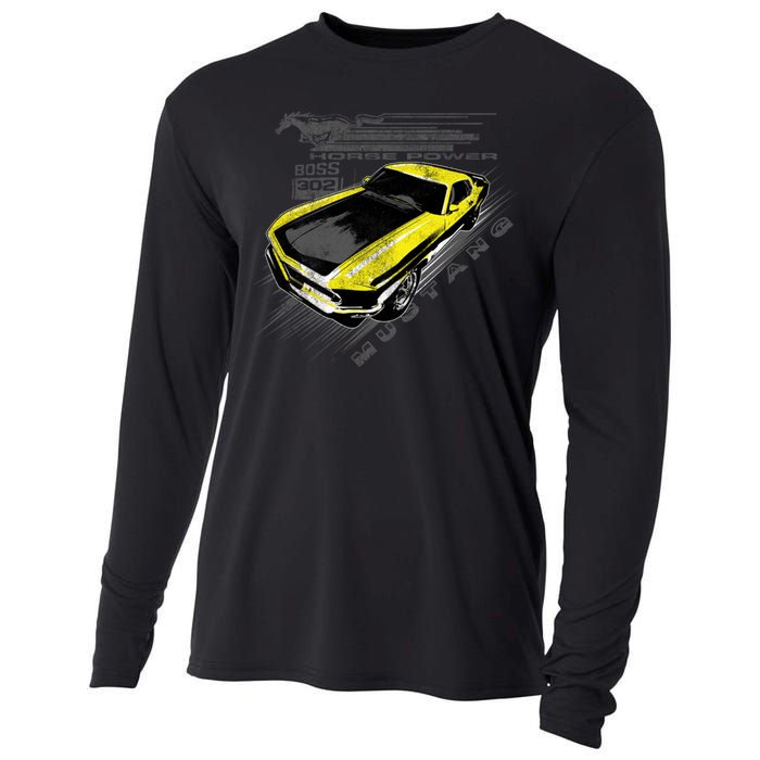 Vintage Boss Yellow Mustang Cooling Performance Long Sleeve Crew