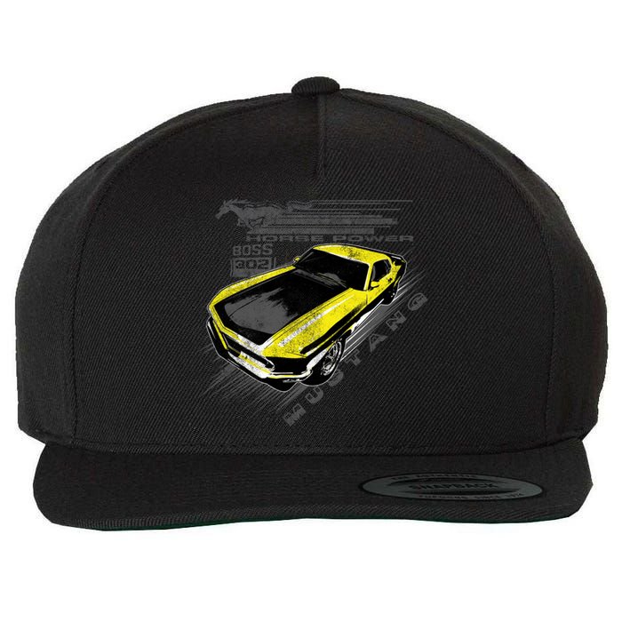 Vintage Boss Yellow Mustang Wool Snapback Cap