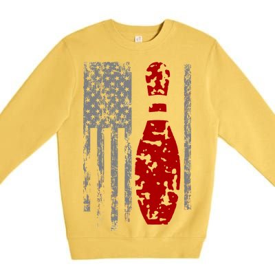 Vintage Bowling American Flag Premium Crewneck Sweatshirt