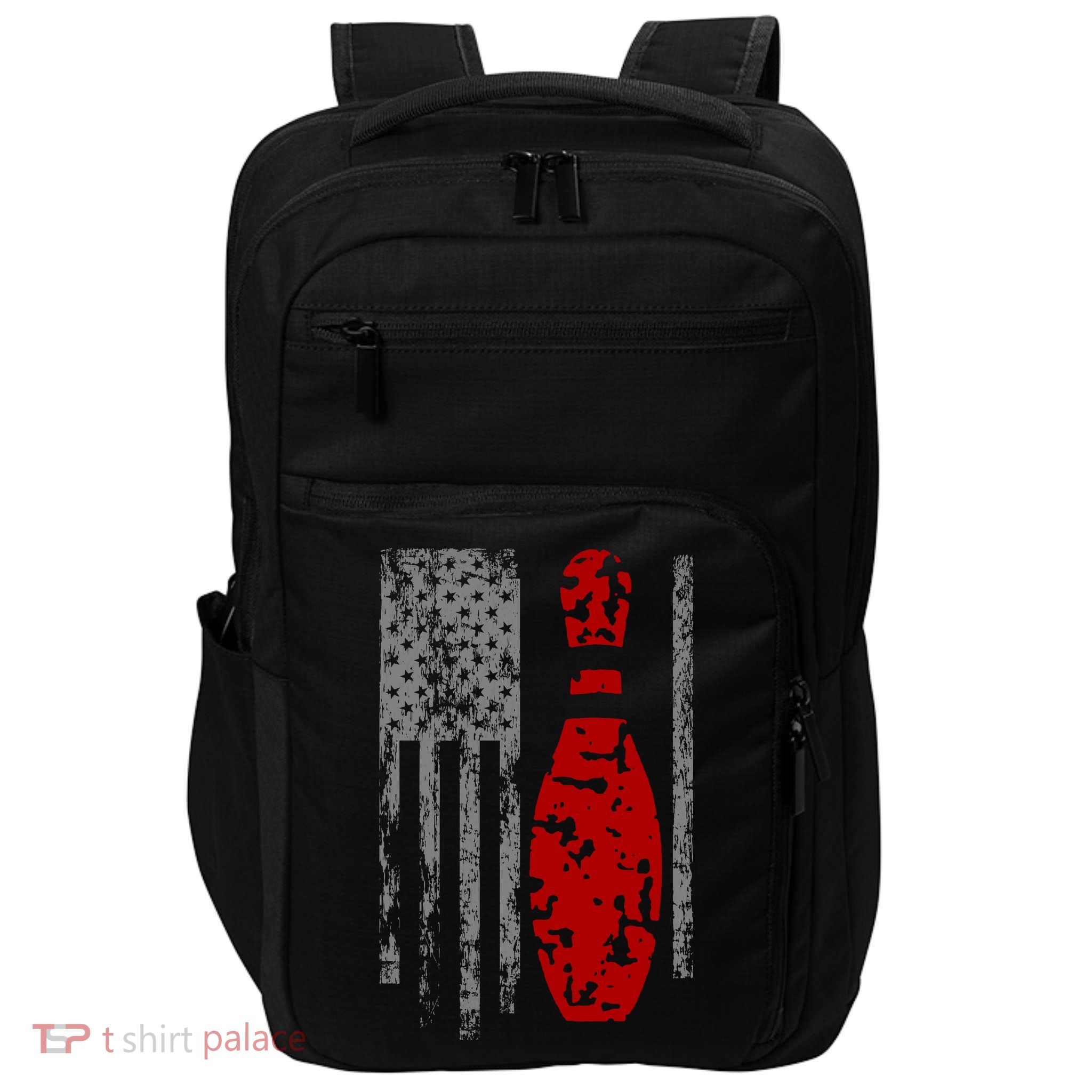 Vintage Bowling American Flag Impact Tech Backpack