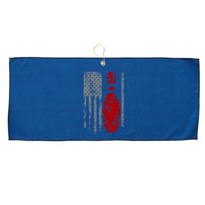 Vintage Bowling American Flag Large Microfiber Waffle Golf Towel