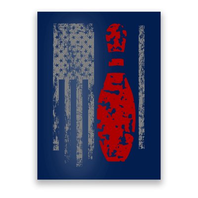 Vintage Bowling American Flag Poster