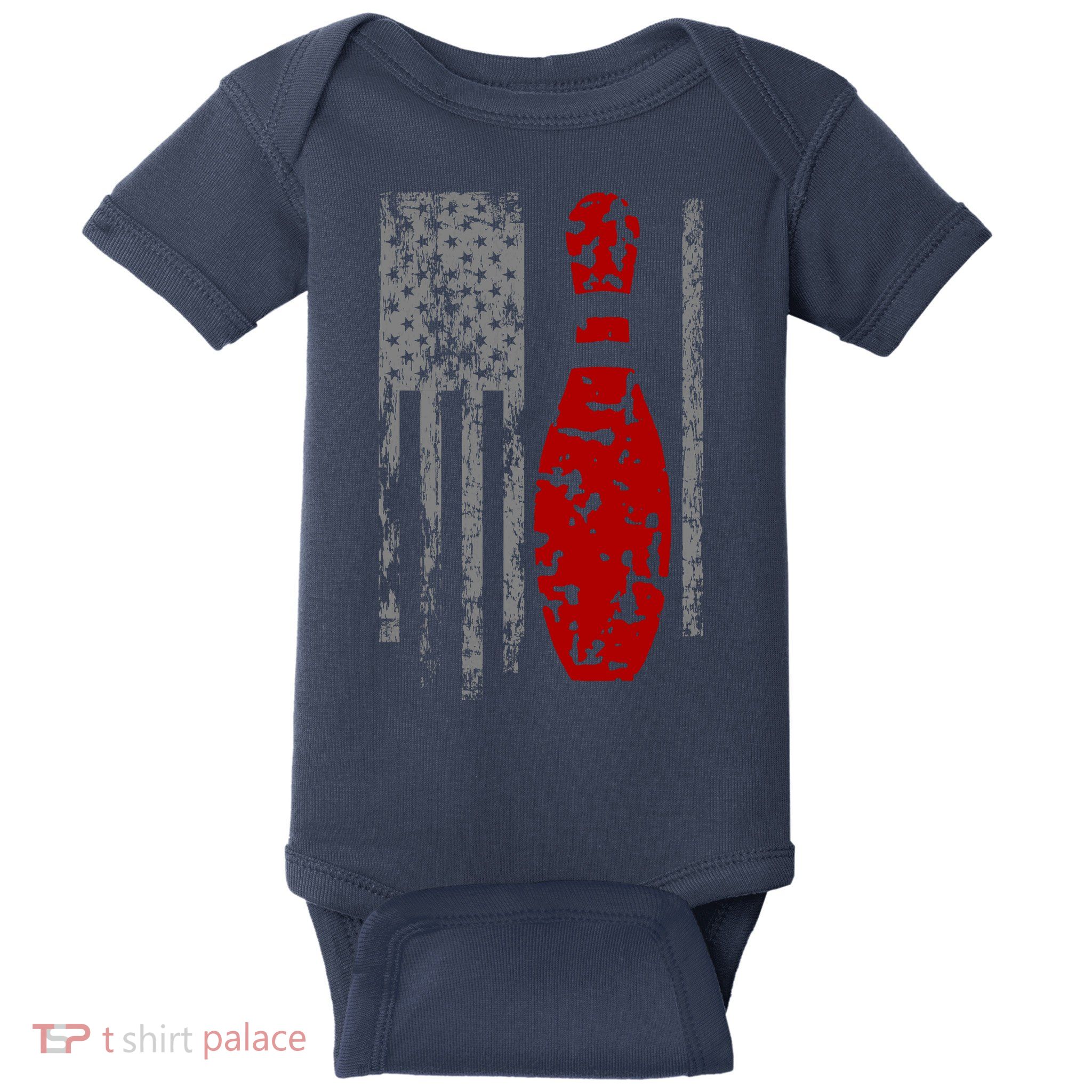 Vintage Bowling American Flag Baby Bodysuit