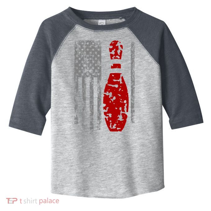 Vintage Bowling American Flag Toddler Fine Jersey T-Shirt