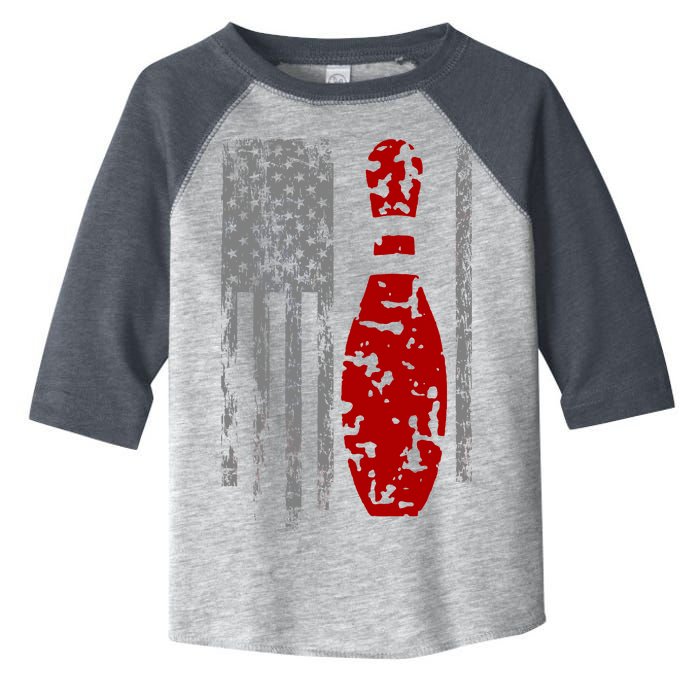 Vintage Bowling American Flag Toddler Fine Jersey T-Shirt