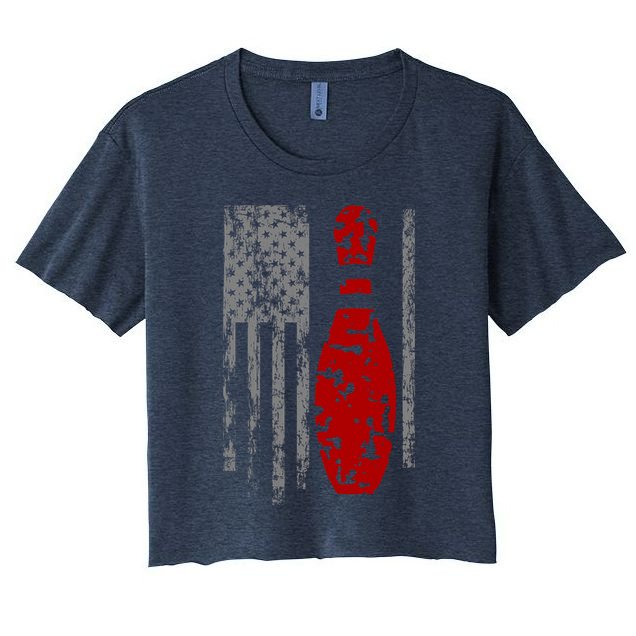Vintage Bowling American Flag Crop Top