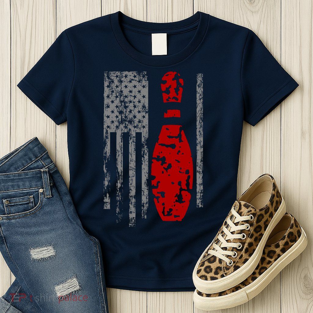 Vintage Bowling American Flag Women's T-Shirt