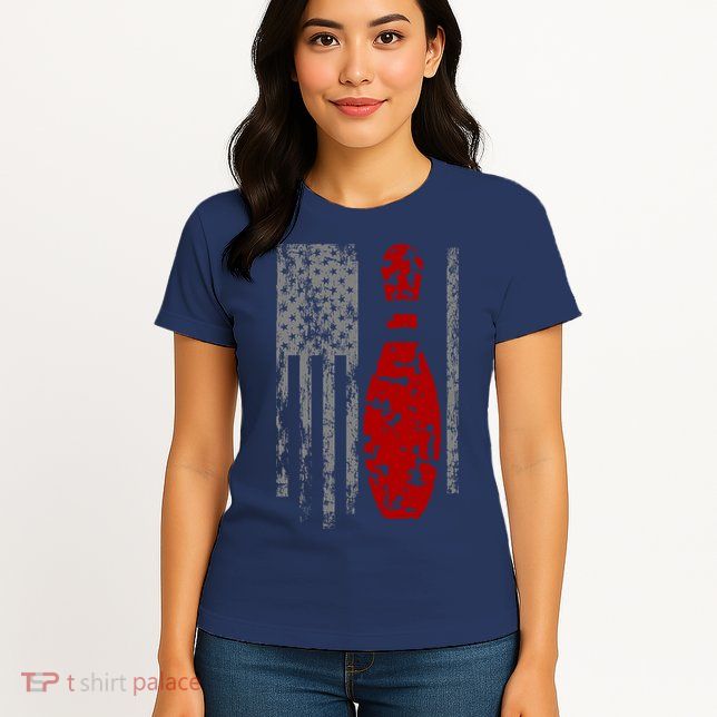 Vintage Bowling American Flag Women's T-Shirt