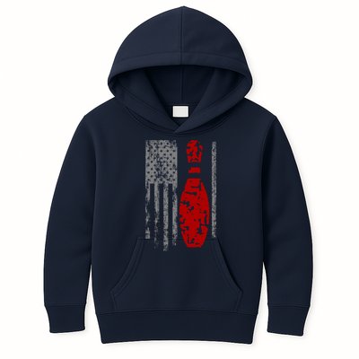 Vintage Bowling American Flag Kids Hoodie