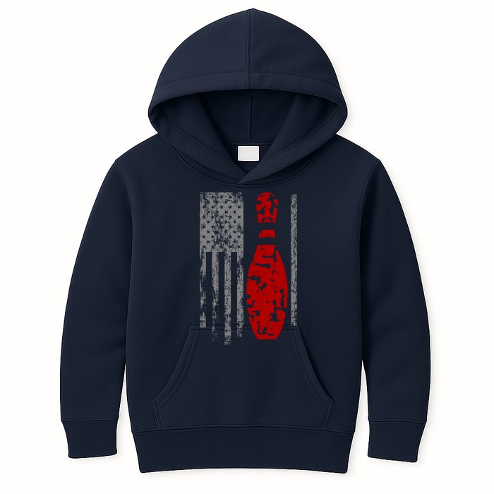 Vintage Bowling American Flag Kids Hoodie