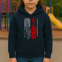 Vintage Bowling American Flag Kids Hoodie