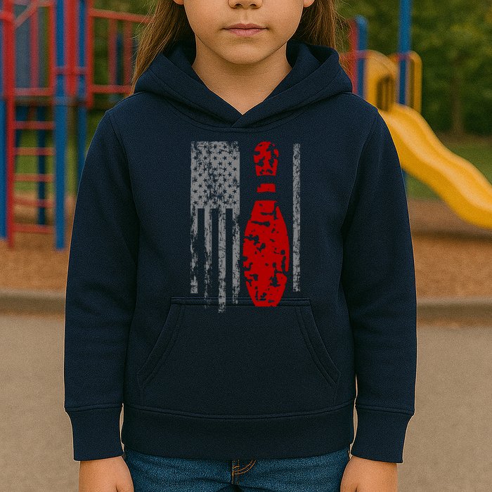 Vintage Bowling American Flag Kids Hoodie