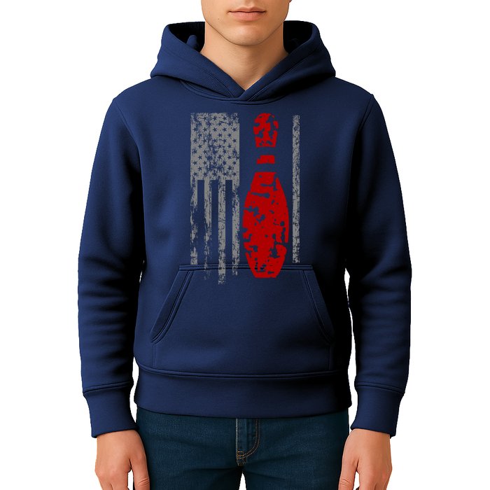 Vintage Bowling American Flag Kids Hoodie