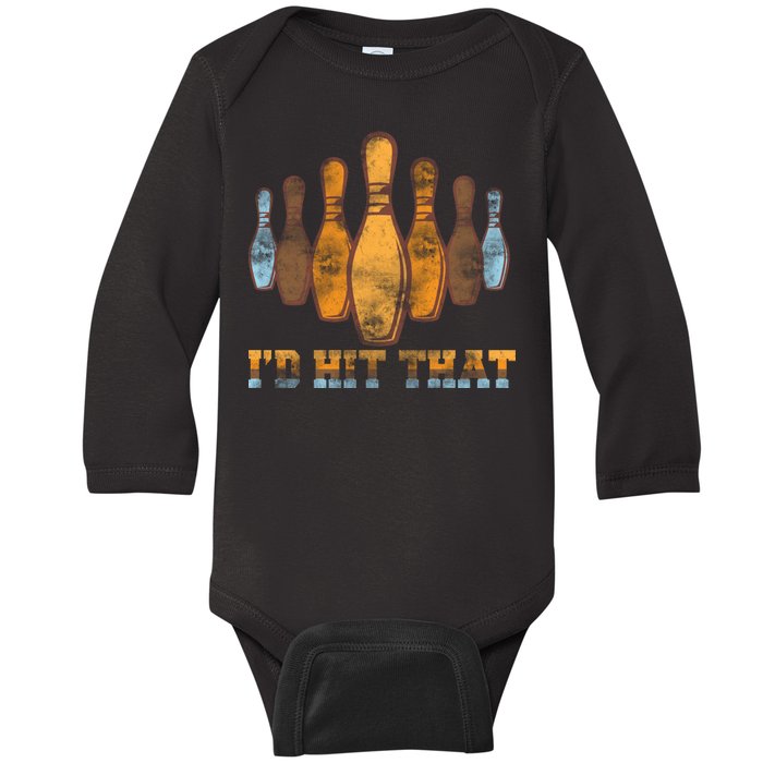 Vintage Bowling I'd Hit That Baby Long Sleeve Bodysuit