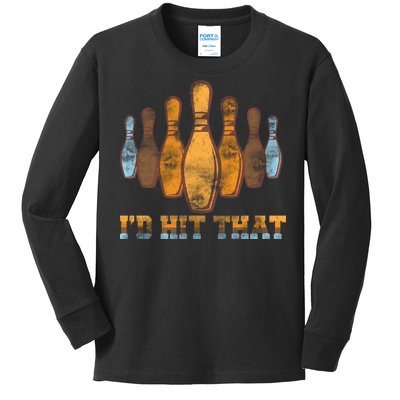 Vintage Bowling I'd Hit That Kids Long Sleeve Shirt