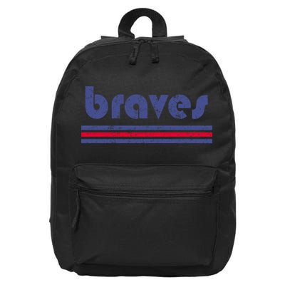 Vintage Braves Retro Three Stripe Weathered 16 in Basic Backpack