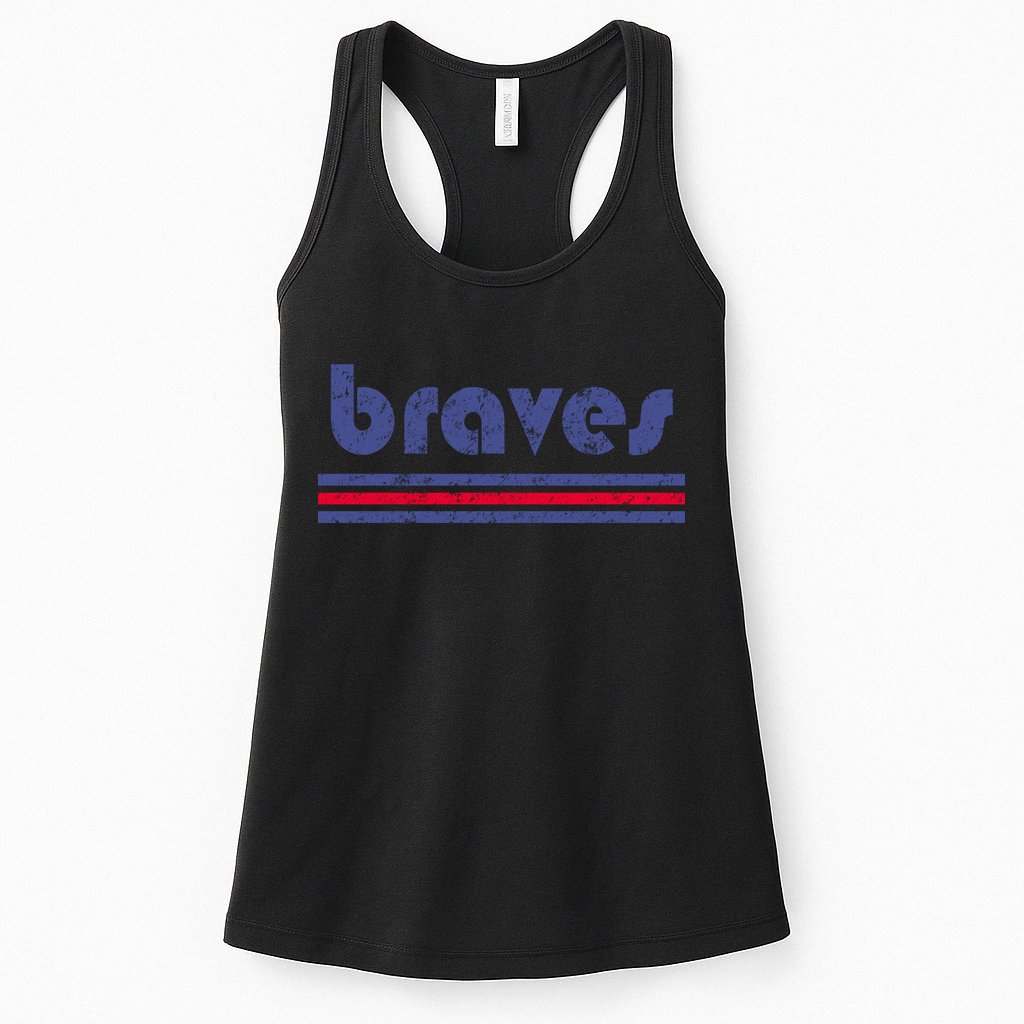 Vintage Braves Retro Three Stripe Weathered Womens Tank Top