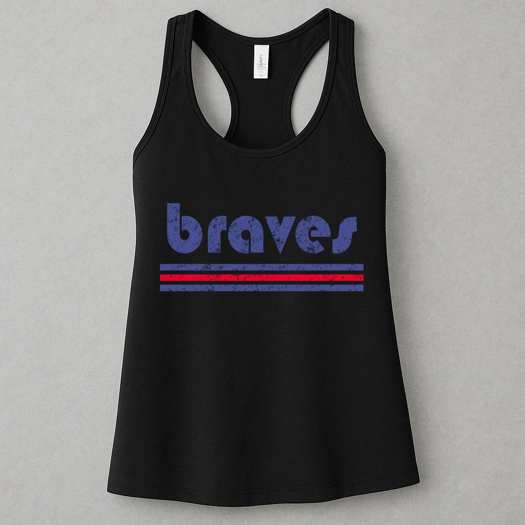 Vintage Braves Retro Three Stripe Weathered Womens Tank Top