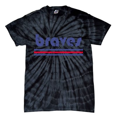 Vintage Braves Retro Three Stripe Weathered Tie-Dye T-Shirt