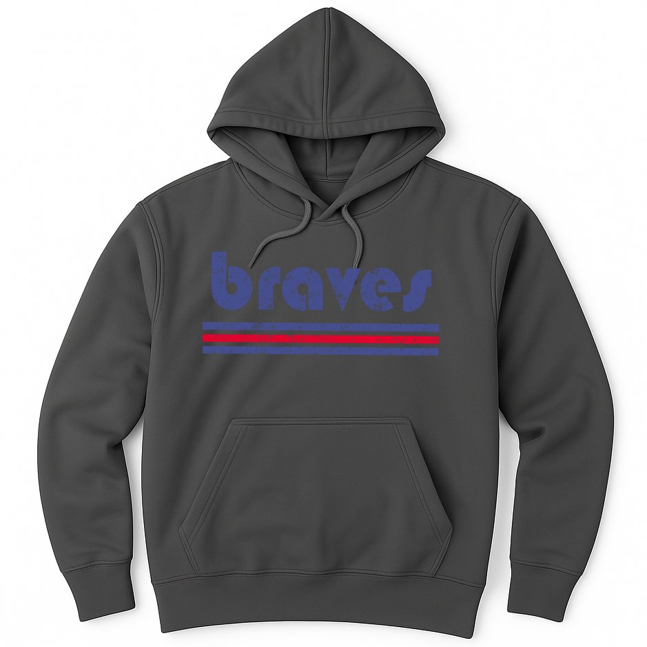 Vintage Braves Retro Three Stripe Weathered Hoodie