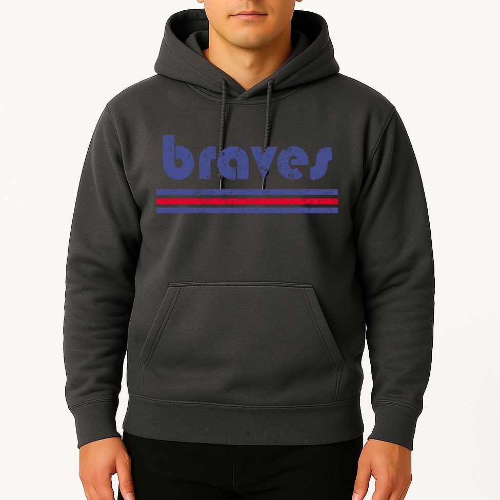 Vintage Braves Retro Three Stripe Weathered Hoodie