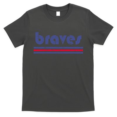 Vintage Braves Retro Three Stripe Weathered T-Shirt